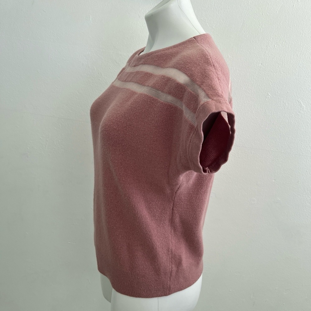 NWT Sioni Mesh Inset skit top MEDIUM Mauve Crewneck - Picture 5 of 8